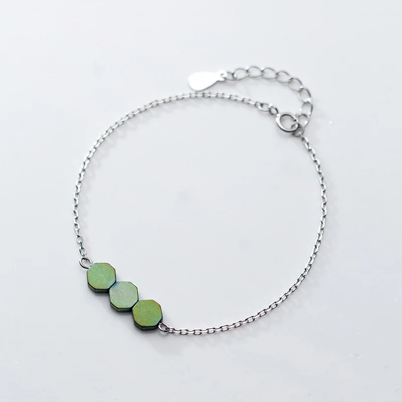 

La Monada Green Octagon Retro Bracelets For Women Silver 925 Sterling Jewelry Fine 925 Sterling Silver Women's Bracelet Female