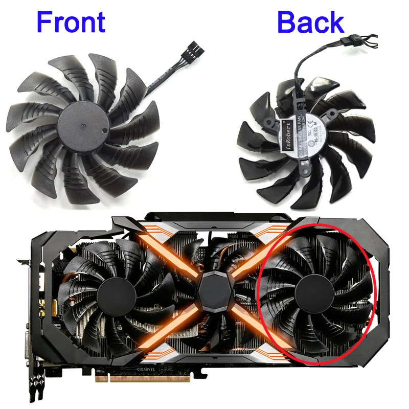 Right Fan 95 мм T129215BU DC 12 В 0.50AMP PLD10015B12H для GIGAYTE AORUS GeForce GTX 1080 Ti Xtreme Edition 11G Вентилятор Охлаждения видеокарты - Цвет лезвия: Right Fan