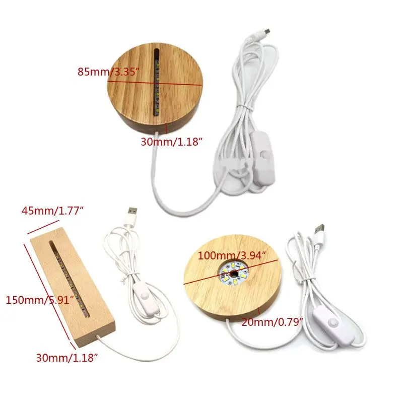 Ручной работы деревянный светодиодный светильник из полимера основание