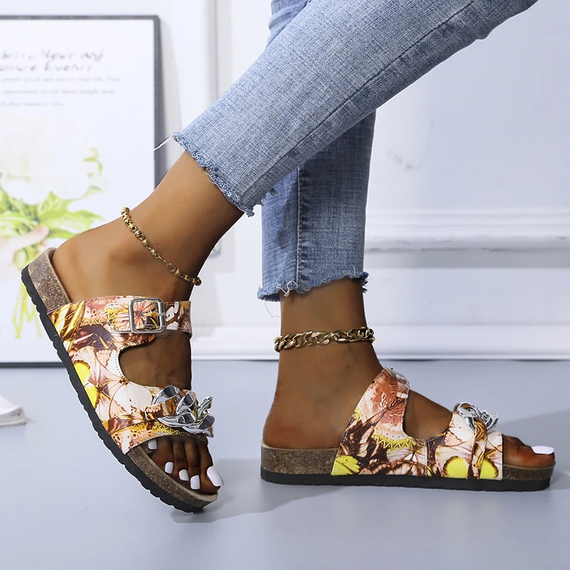 

Women Slipper Open Toed Women's Footwear Summer Slip On Casual Outside Ladies Beach Shoes Flat Women Sandals Large Size 43