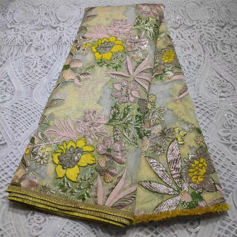 

Latest Brocade Jacquard Lace Fabric French Organza Mesh Cloth High Quality African Nigerian Net Tulle Material For Sewing DJO19