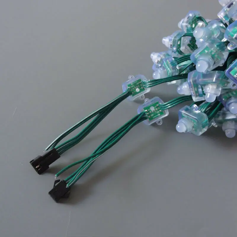 2500x WS2811 RGB LED Pixel Полноцветный 800 кбит/с 12 мм квадратный 3PIN 12В IP68 зеленый