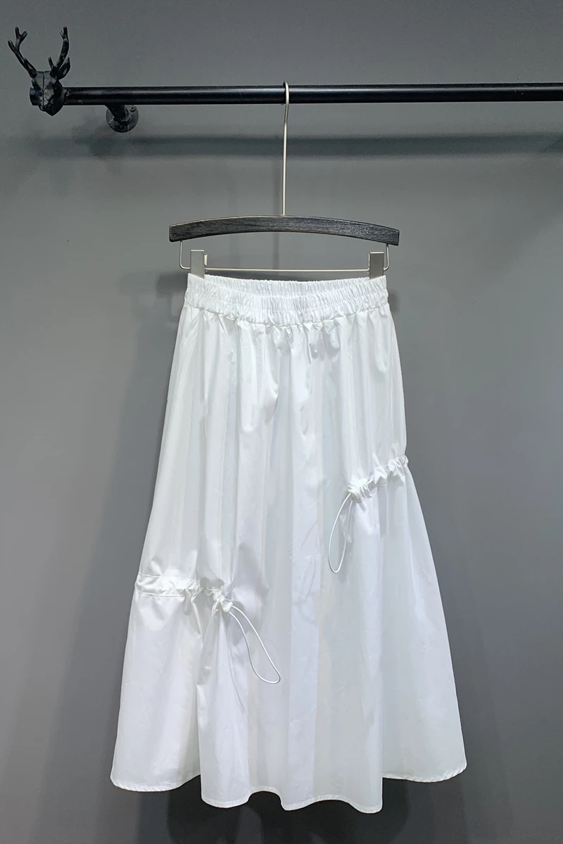 

Skirt Pleated Summer Solid color Drawstring Female High-Waist Korean Women DM001