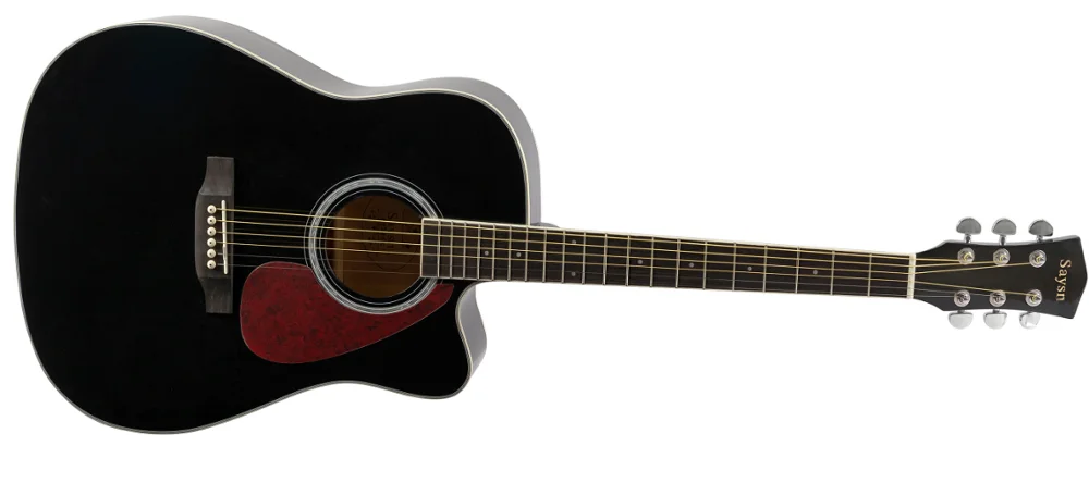 SAYSN 4" Акустическая гитара из ели черного цвета палисандр гриф cutaway Guitarra музыкальный инструмент для начинающих - Цвет: Black 41 inch