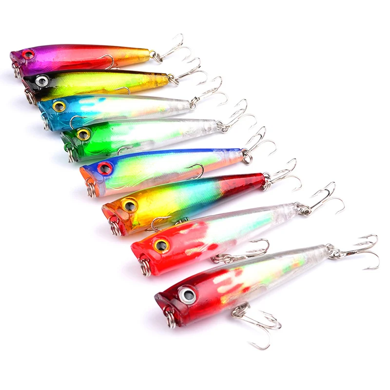 

Hot 8pcs Water Fishing Lure Bait Hard Bait Big Mouth Artificial Baits 8 Colors 6.6G MVI-ing
