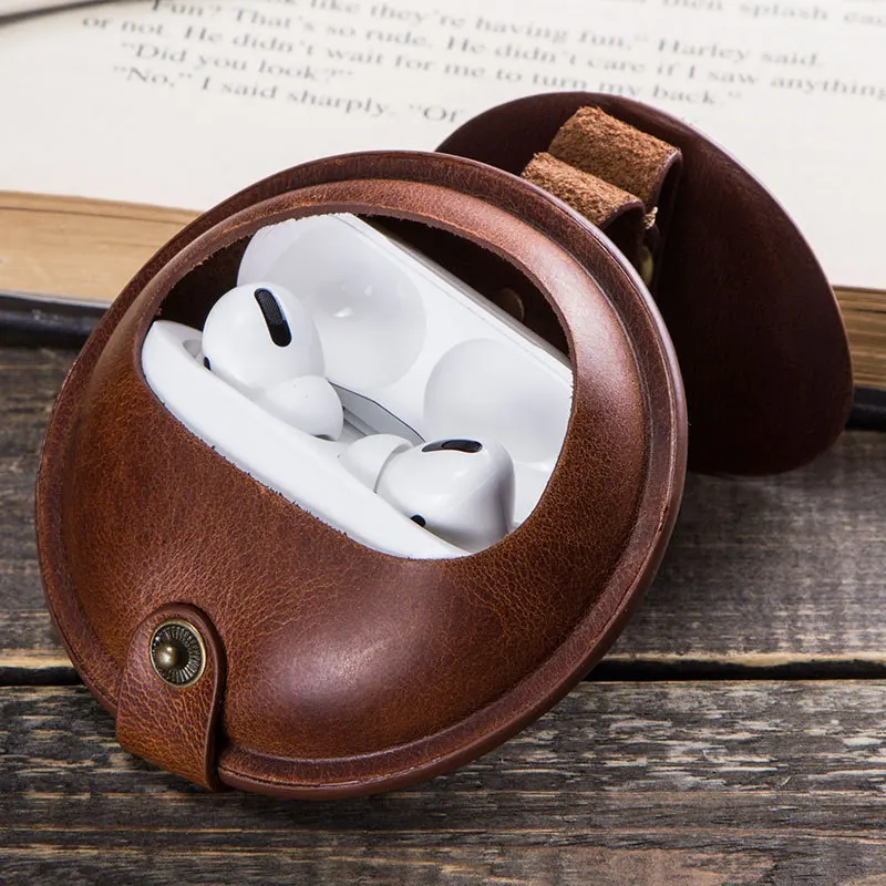Для Airpods Pro чехол из натуральной кожи с узором Crazy Horse защитный для наушников Apple 2019