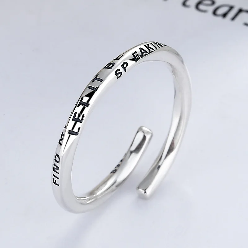 

S925 sterling silver Korean version of simple style fine circle twist English creative niche all-match open ring