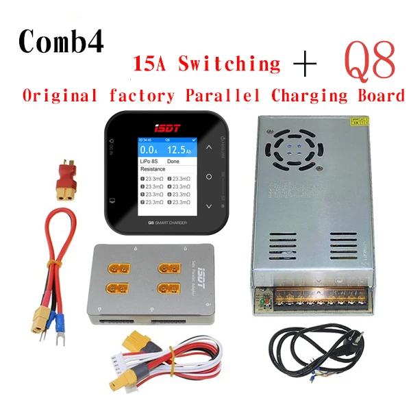 Comb 4 ISDT Q8 Lite 500 Вт 20A 2-8S Импульсный источник питания, зарядное устройство, умное Цифровое зарядное устройство, параллельная зарядная плата для радиоуправляемого дрона - Цвет: Comb 4