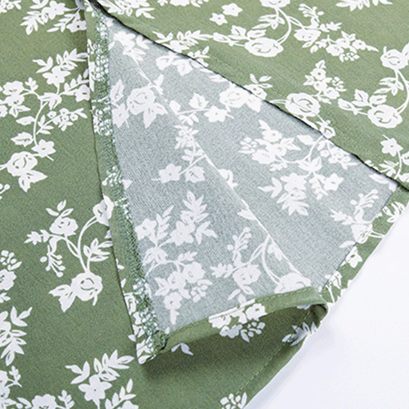 

Spring Autumn Full Sleeve Floral Print Dress Women Casual V Neck Knee Length Dress for Women Split 2021 New Elegant Slim