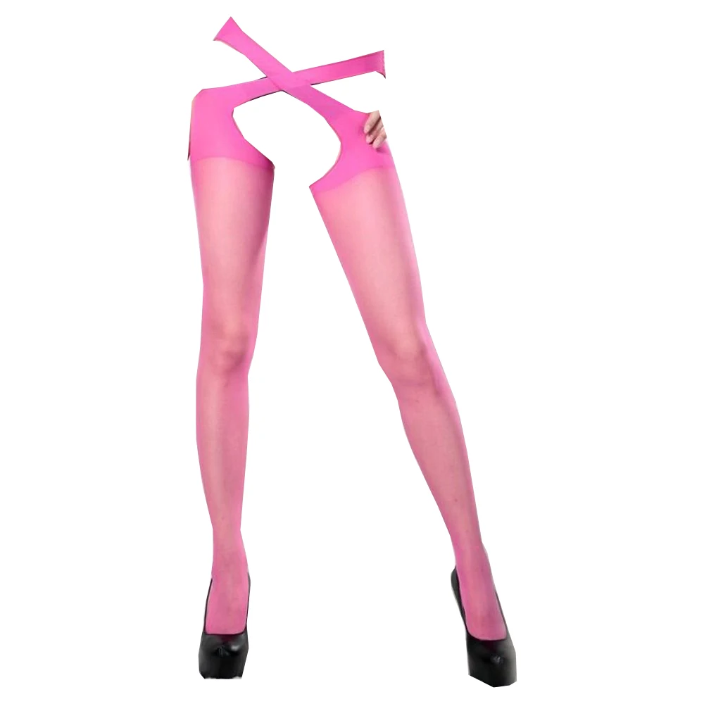 1 пара модных женских пикантных чулок с перекрестными ремнями колготки без