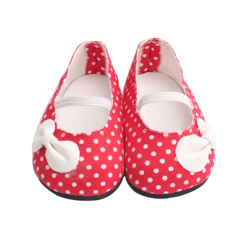 

40-43 Cm Baby Boy Dolls Red Bow Shoes,White Dots American Newborn Dress Shoe Toys Accessories Fit 18 Inch Girls Birthday Gift g7