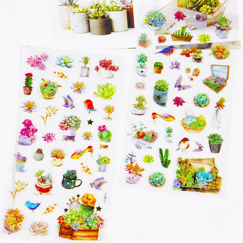 Милые суккуленты наклейки Kawaii Наклейки С КАКТУСОМ декор канцелярские для детей