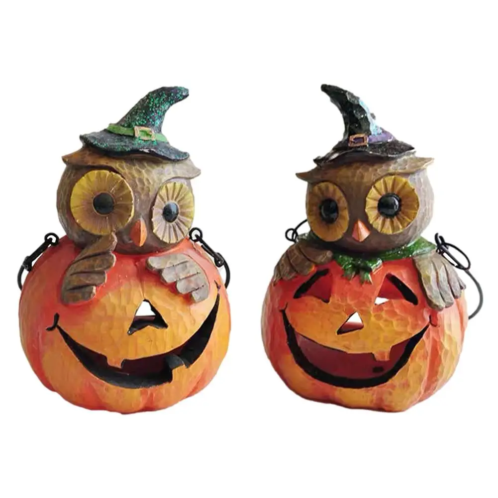 

Новинка, Лидер продаж, украшение для стола в виде тыквы и совы, изысканная полимерная статуя на Хэллоуин, украшение для вечеринки, украшение ...