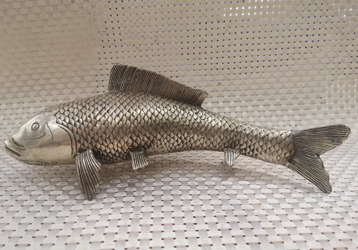 

Collection Old Tibetan silver fish Statue,High Quality Home Art Decoration Crafts sculpture