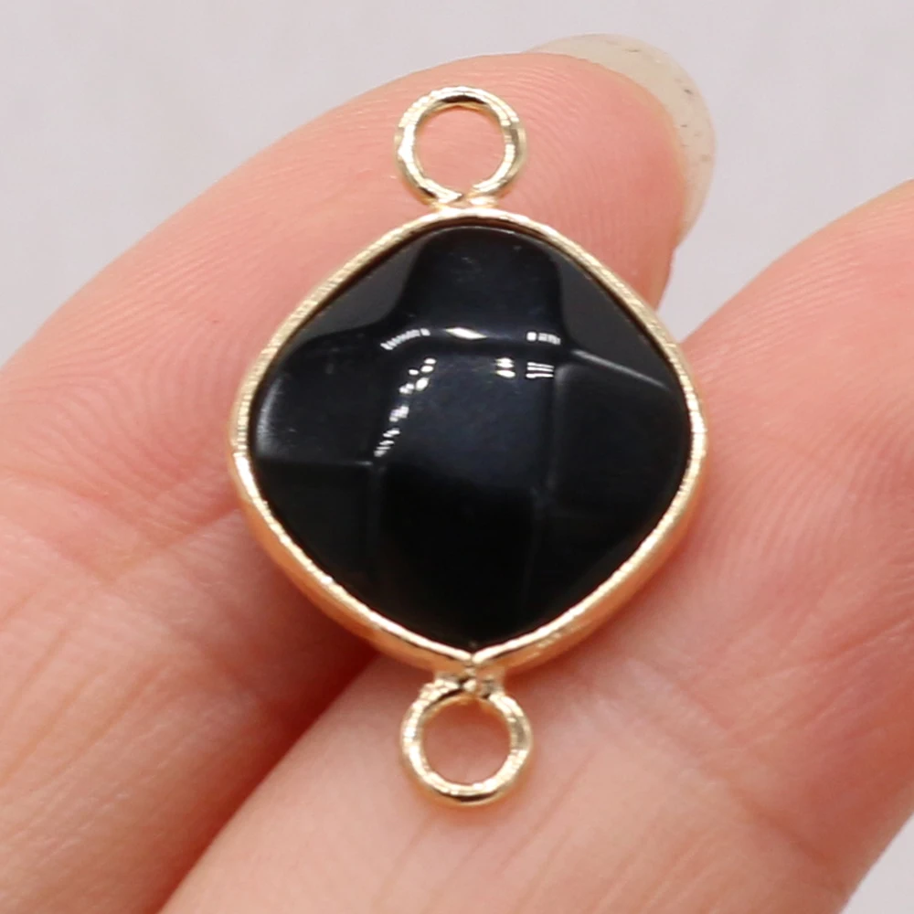 

Natural Stone Gem Diamond Black Agate Gilt Connect Handmade Crafts DIY Charm Necklace Earrings Jewelry Accessories Gift Making