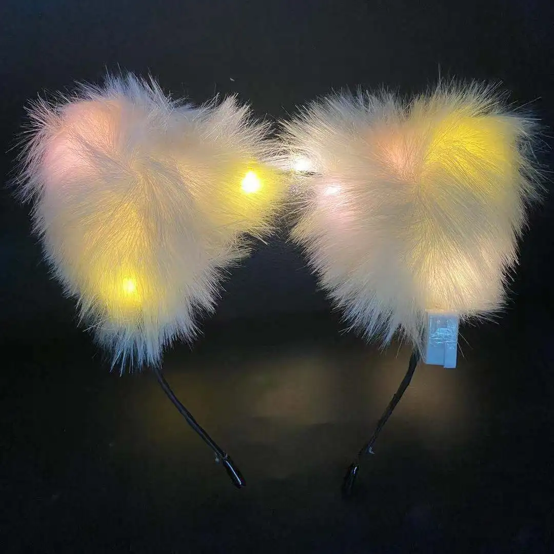 

Spot New Cute Sweet Plush Light Bell Fox Ear Fox Ear Accessories Luminous Cat Ear Hoop Headdress Is Beautiful Like A Fairy
