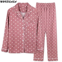nhkdsasa brand pajama set for womens sleepwear long sleeve pyjamas trousers suit printing fashion 2 pieces soft nightgown