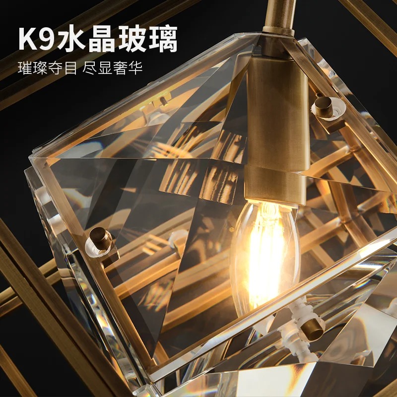 구매 포스트 모던 크리스탈 LED 펜던트 조명 바 레스토랑 크리에이티브 서스펜션 조명기구 현관 복도 산업 구리 행잉 램프, 포스트 모던