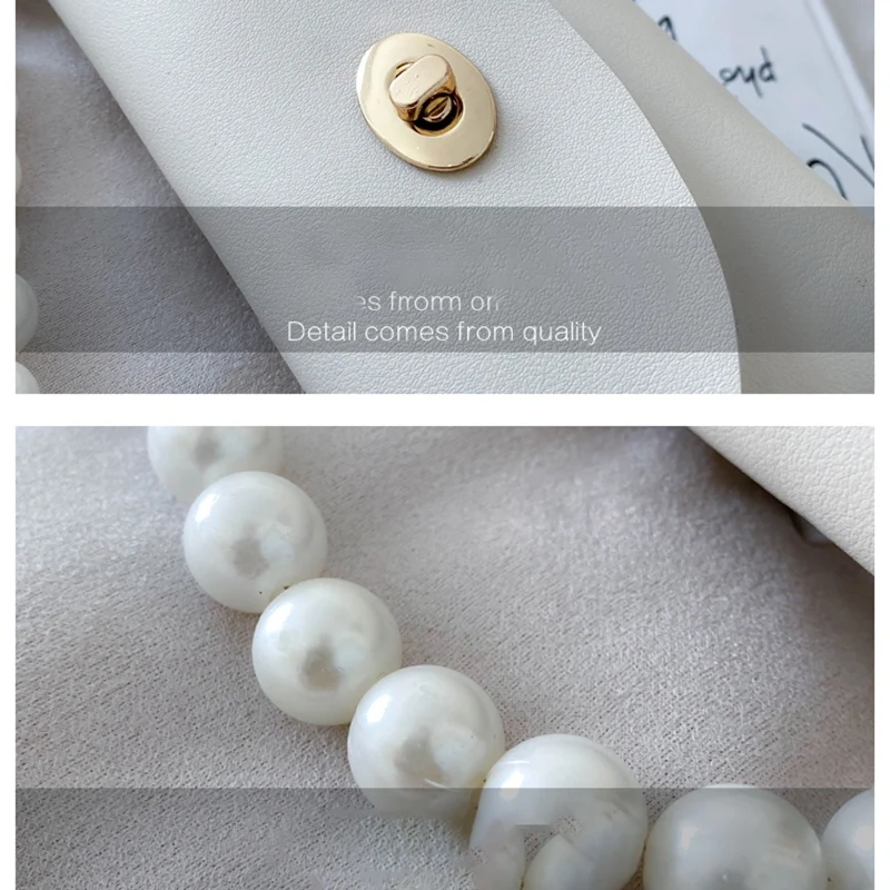 

Pearl Women's Shoulder Bag Fashion PU Leather Handbag Luxury Chain Messenger Bag Mobile Phone Mini Bag