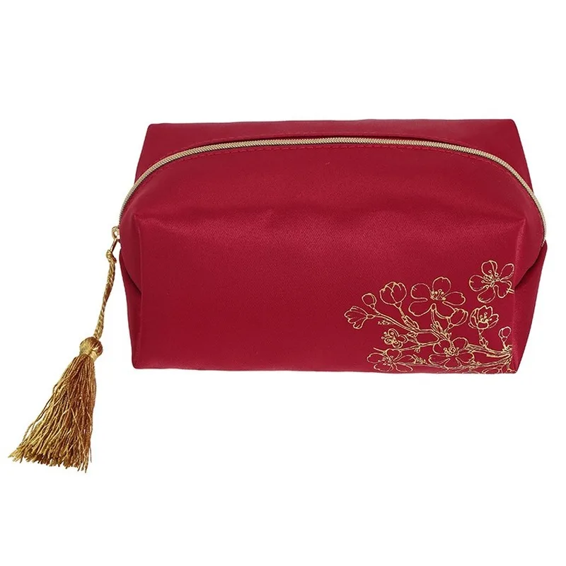 

2020 New Large-capacity Foldable Silk Bronzing Fashion and Beautiful Craft Cosmetic Bag Tassel Cosmetic Bag Unisex Make Up Bag