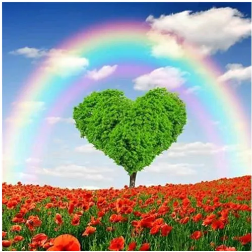 Алмазная 5D картина сделай сам полностью Круглая Мозаика в форме сердца радужного