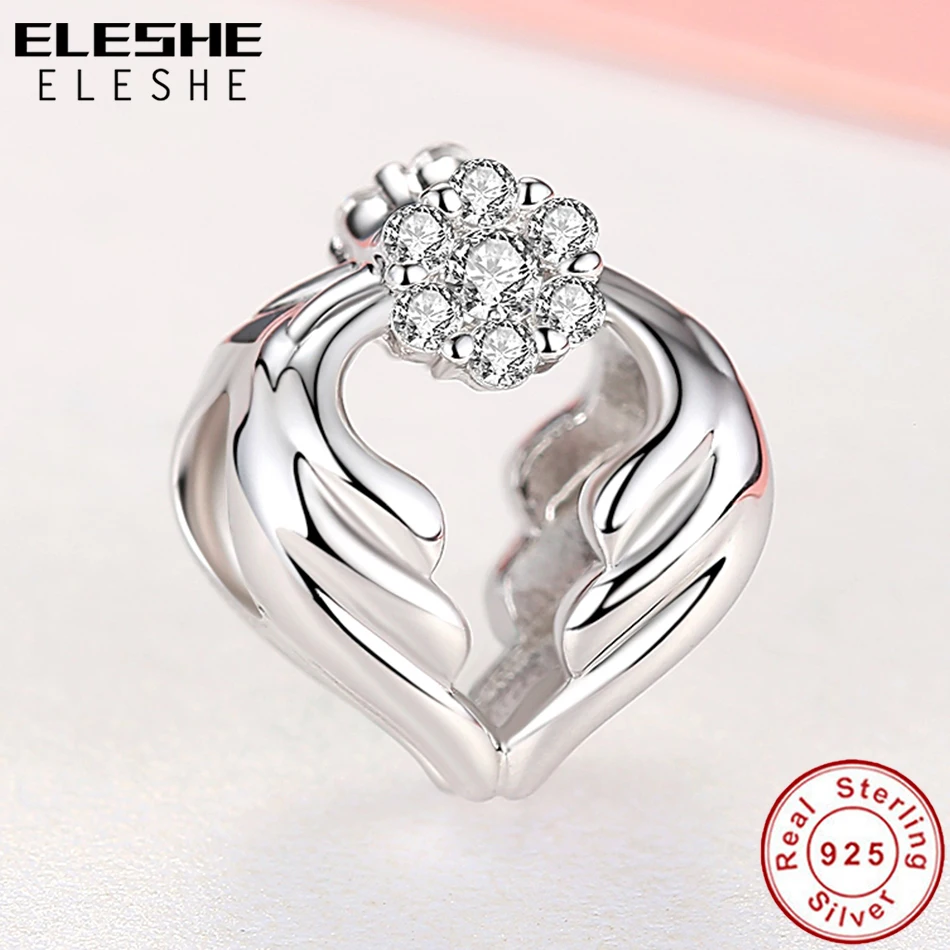 Подлинный eleshe, 925 пробы, серебряный, винтажный, крылья ангела, перья, сердце, бусины, Подвески, подходят к оригинальным браслетам, браслеты, хорошее ювелирное изделие