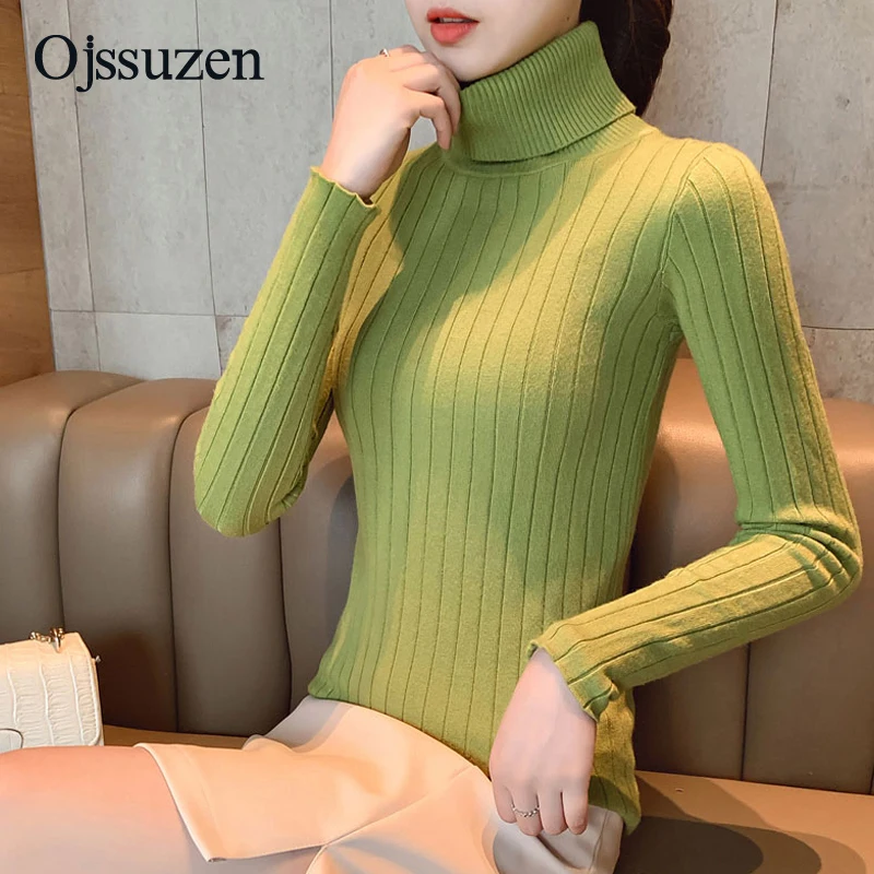 Женский свитер с высоким воротом красный зеленый пуловер черный женский тонкий