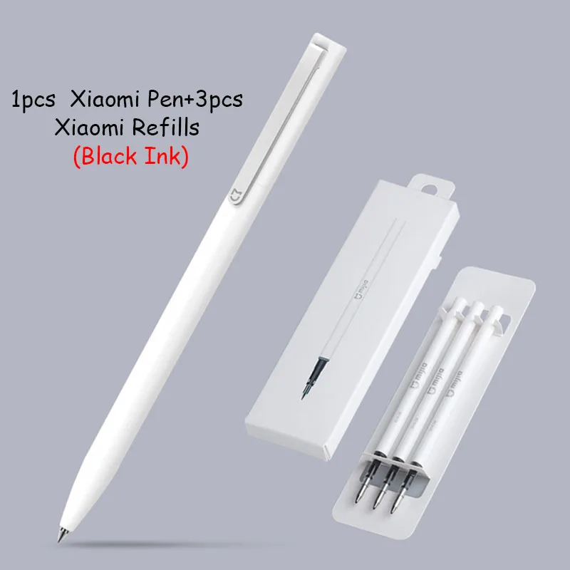 1pen and 3Black ink1 Xiao mi jia чернильное перо mi Pen 9,5 мм ручка для подписи PREMEC гладкая швейцарская заправка mi Kuni японские чернила черный/синий лучший подарок - Цвет: 1pen and 3Black ink1