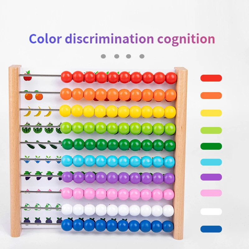 Soporte de madera Montessori para Aprendizaje de &aacute;baco para ni&ntilde;os, tablero cognitivo para contar, ayuda did&aacute;ctica, juguetes de matem&aacute;ticas para Educaci&oacute;n Temprana, regalo para ni&ntilde;os-4