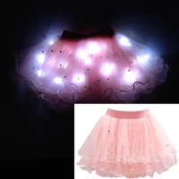 tutu skirt 2020 new childrens light mesh skirt girl luminous novelty led fluffy skirt with interlining skirt show dress pink