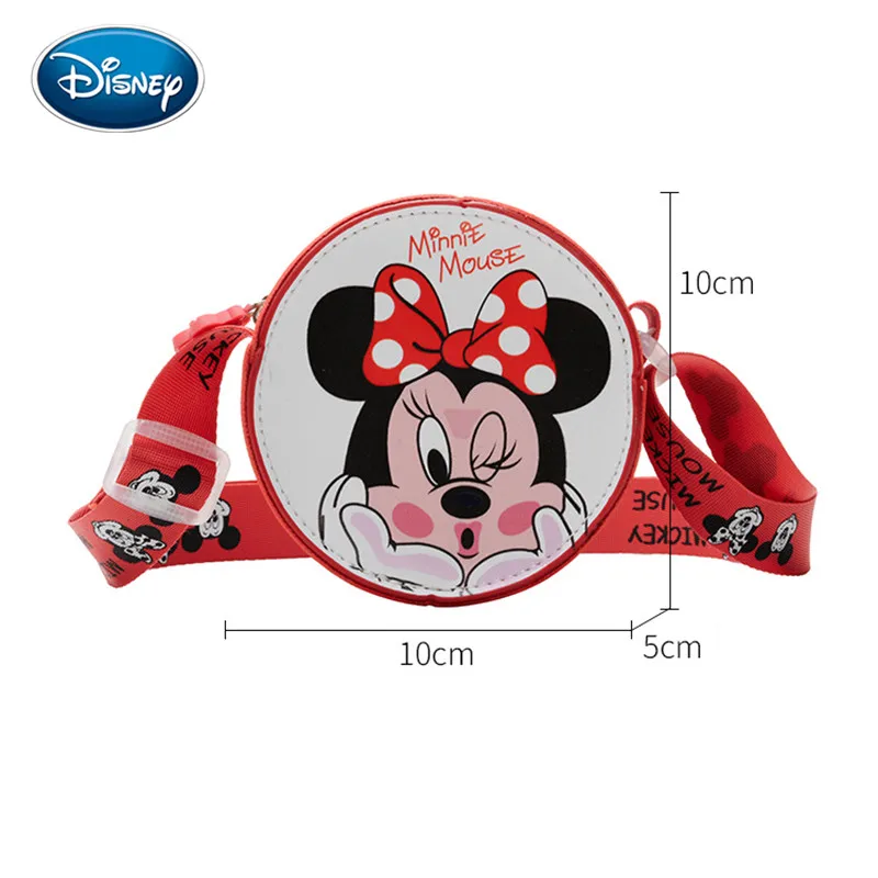 

Disney girl coin purse Mickey cartoon print PU one-shoulder small round bag cartoon anime baby coin purse girl messenger bag