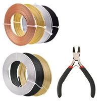 34 rolls 3mm5mm flat aluminum wire craft bezel strip wire with carbon steel side cutting pliers for diy jewelry making kits