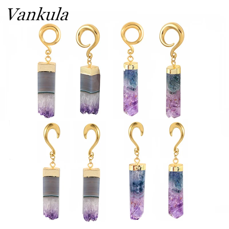 Vankula 316L Нержавеющая сталь затычка для ушей туннели тела пирсинг, ушные измерительные приборы расширитель камень ухо весов пара продажи