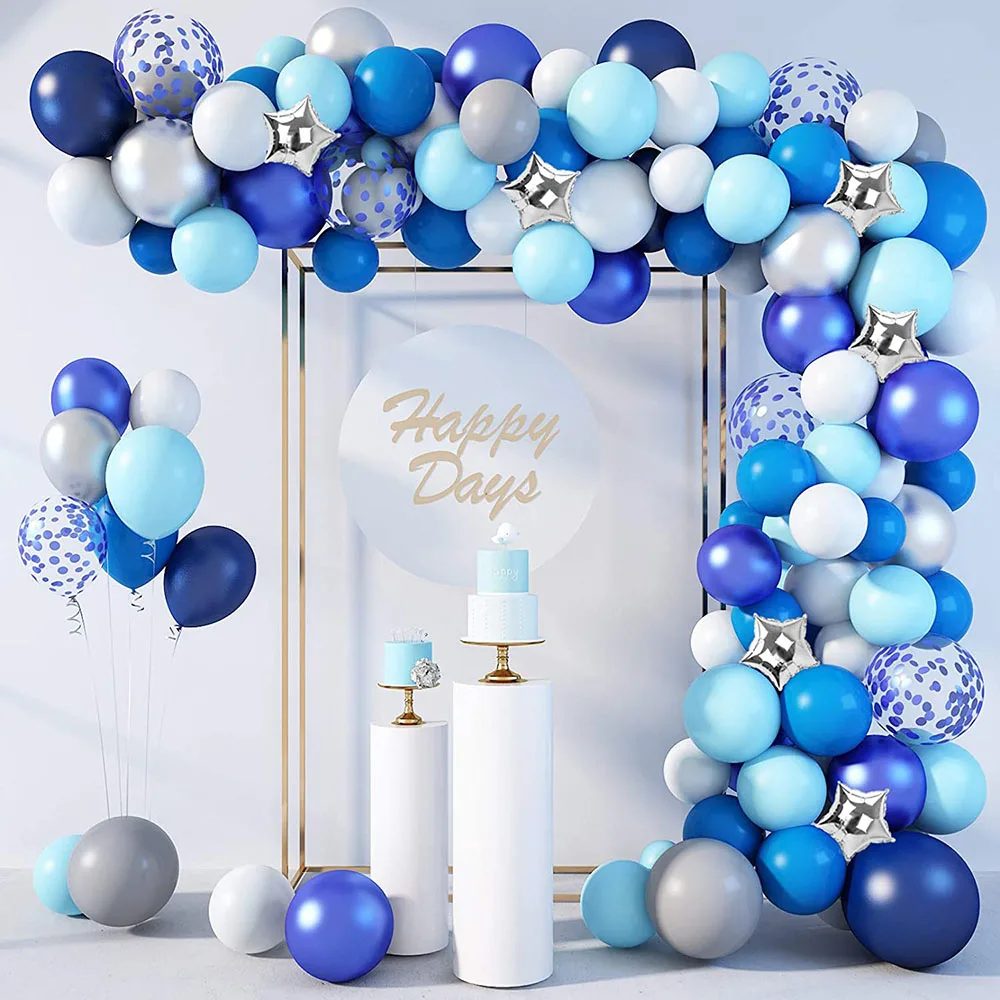 

144Pcs/Set Blue Balloons Arch Kit Latex Confetti Navy Blue White Balloons Birthday Party Decor Wedding Decoration Party Supplies