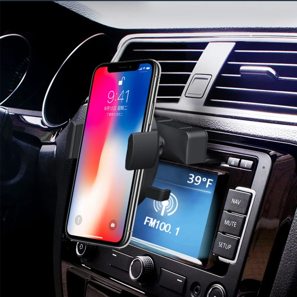 Автомобильное беспроводное зарядное устройство для iPhone XS MAX X 8 11 CD слот вентиляционное отверстие Быстрая зарядка держатель телефона для samsung S10 Note 10 9 8 Plus