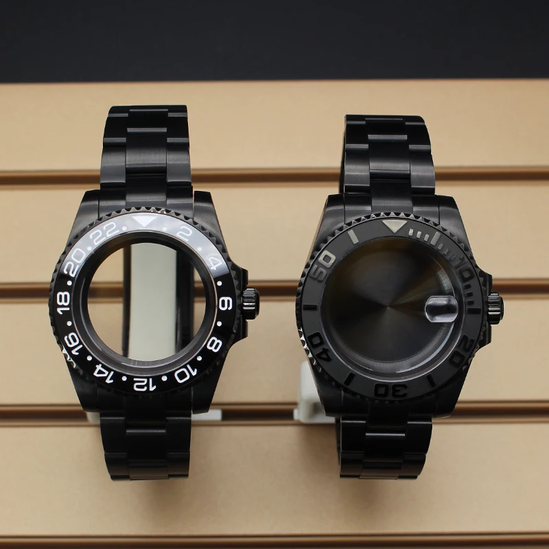 40mm Black Submariner Case Men's Watches strap Watchband Sapphire Crysta For nh35 nh36 miyota 8215 eta 2824 Movement 28.5mm Dial