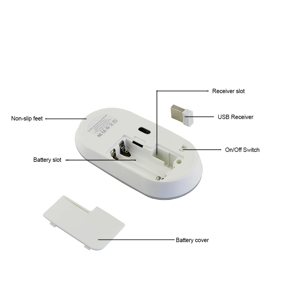 

2.4G Wireless Mouse Slim Gaming Silent Computer Ergonomic Slim Mause 1600 DPI USB Optical Portable Mice For PC Laptop Notebook