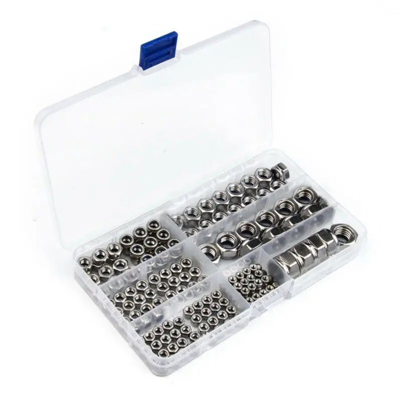 

170x Stainless Steel Nylon Insert M3 M4 M5 M6 M8 M10 M12 Locks Nuts Accessories
