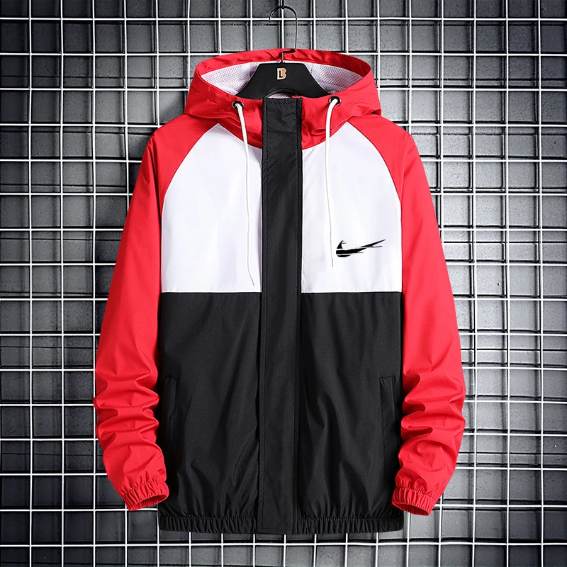 

Patchwork Jacket Men's Windbreaker Coat New Sports Thin Hooded Cardigan Casual INIKE Jackets Men Bomber Outdoors Clothing