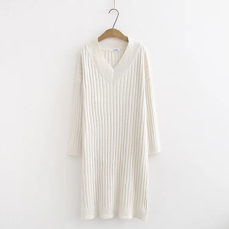 Plus Size Casual Essential Sweaters 2019 Autumn Women Fashion Loose Long Sleeve Knitting Pullovers Dress F33-8103 | Женская одежда
