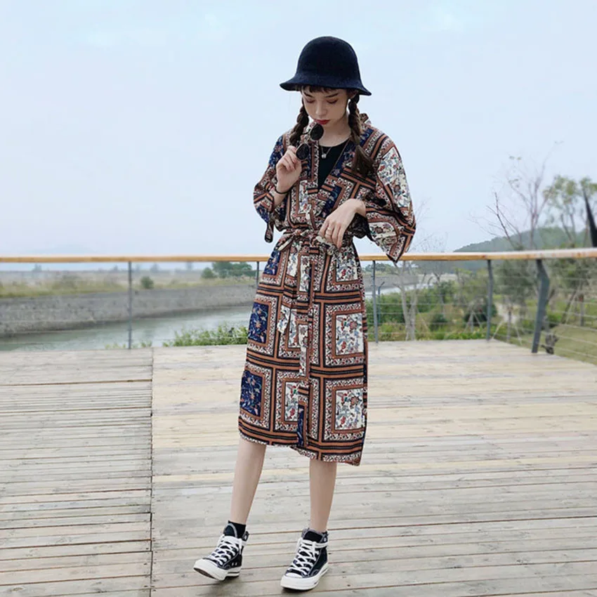 Летний пляжный кардиган Kimonos Mujer для влюбленных Винтажный Длинный в стиле бохо