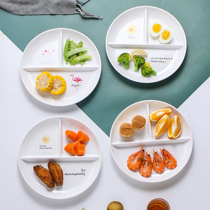 

Fat-reducing Crowd Divides the Dinner Plate One Person Breakfast Plate Children's Plate Divides the Grid Plate Melamine Material