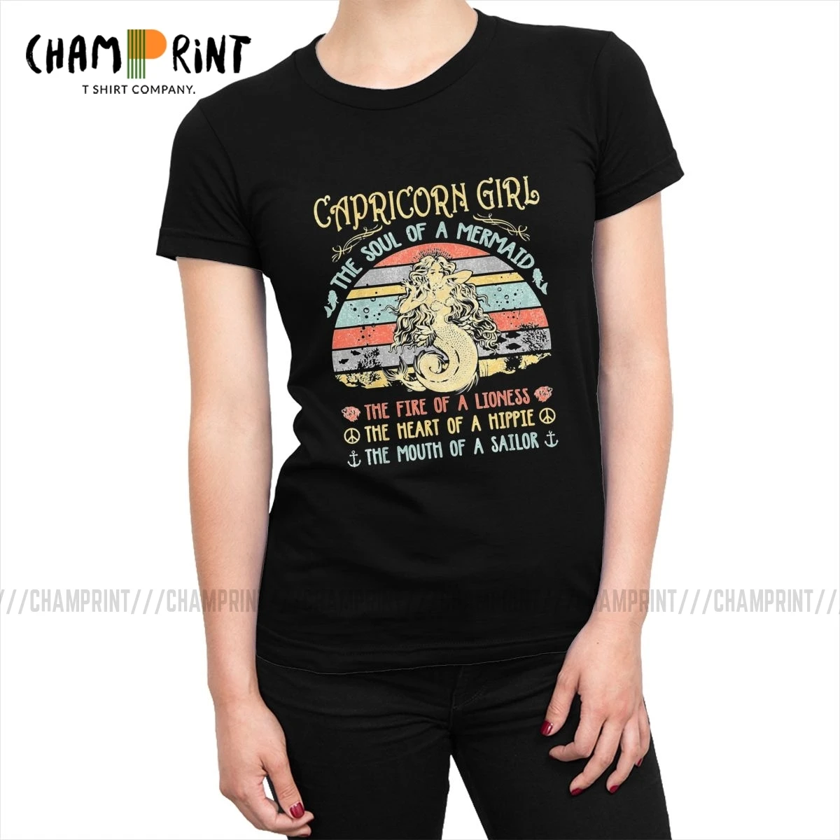 

Capricorn Girl The Soul Of A Mermaid Vintage Funny T Shirts Women Birthday Gift Tumblr T-shirts Amazing Clothes Female Graphic