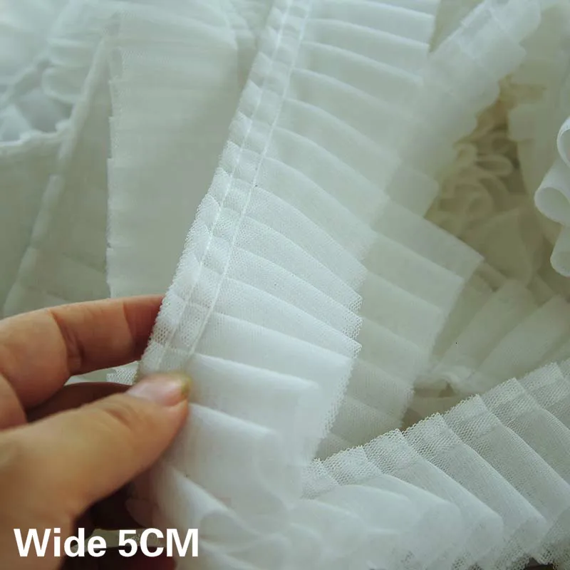 5 см широкая двухслойная Складная сетка 3d плиссированная гипюровая кружевная