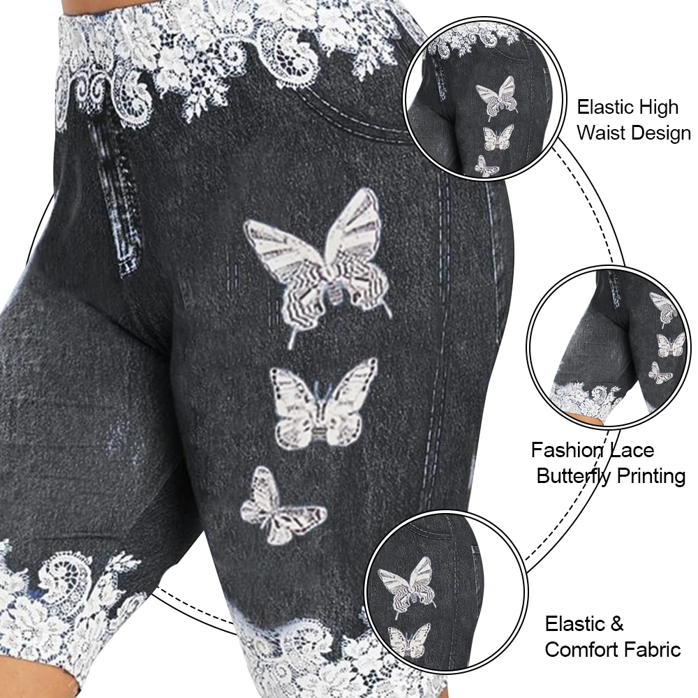 Женские спортивные шорты с высокой талией кружевные лоскутные леггинсы для