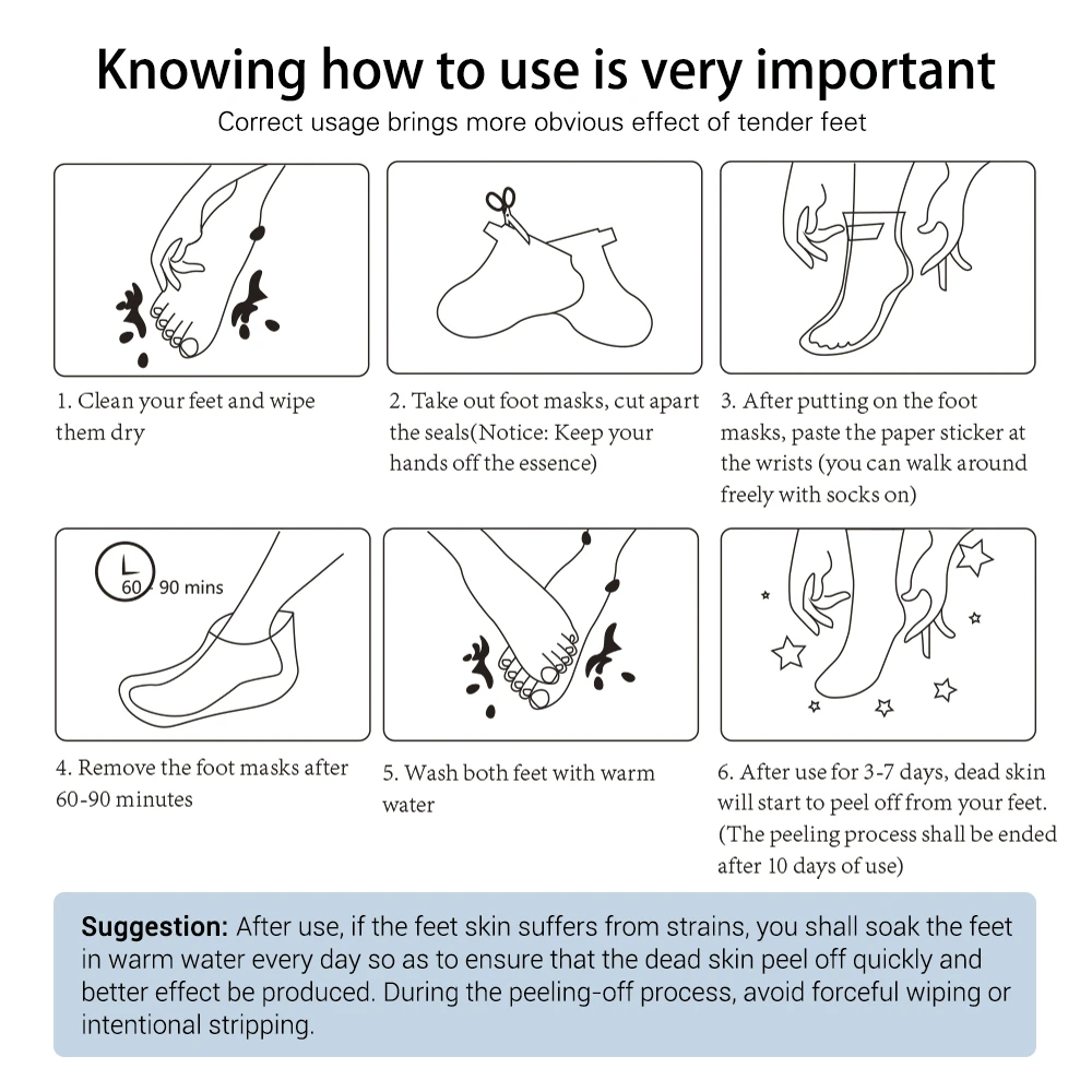 

LANBENA Foot Peel Mask for Legs Feet Mask Scrub Exfoliating Socks Pedicure Whitening Moisturizing Anti Crack Heel 2 Pcs