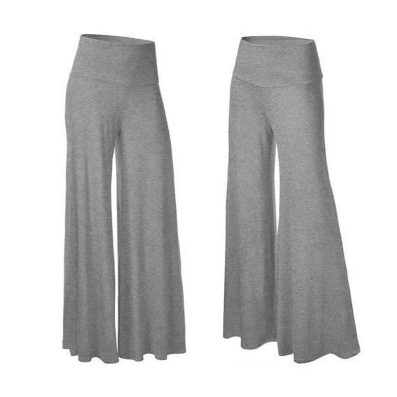 Женские ботинки размера плюс Высокая талия широкую ногу макси длинные брюки для