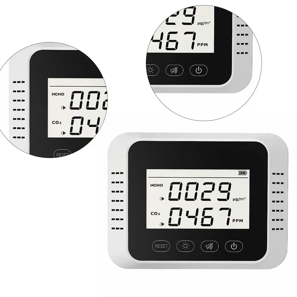 

Portable Digital CO2 Detector Air Analyzer Multifunctional Formaldehyde Tester Air Quality Monitor Digital CO2 HCHO PM2.5 Meter