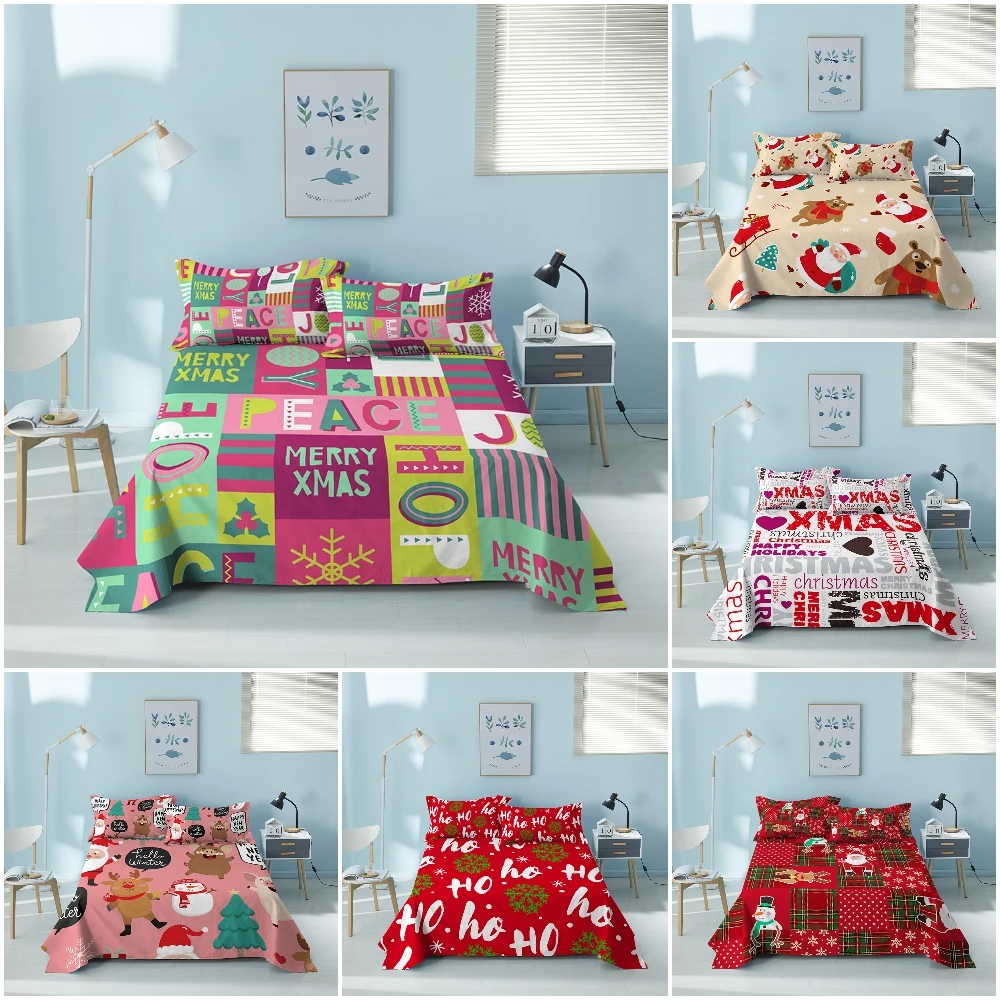 Простыни и наволочки с Санта-Клаусом 3 шт. рождественские украшения для дома