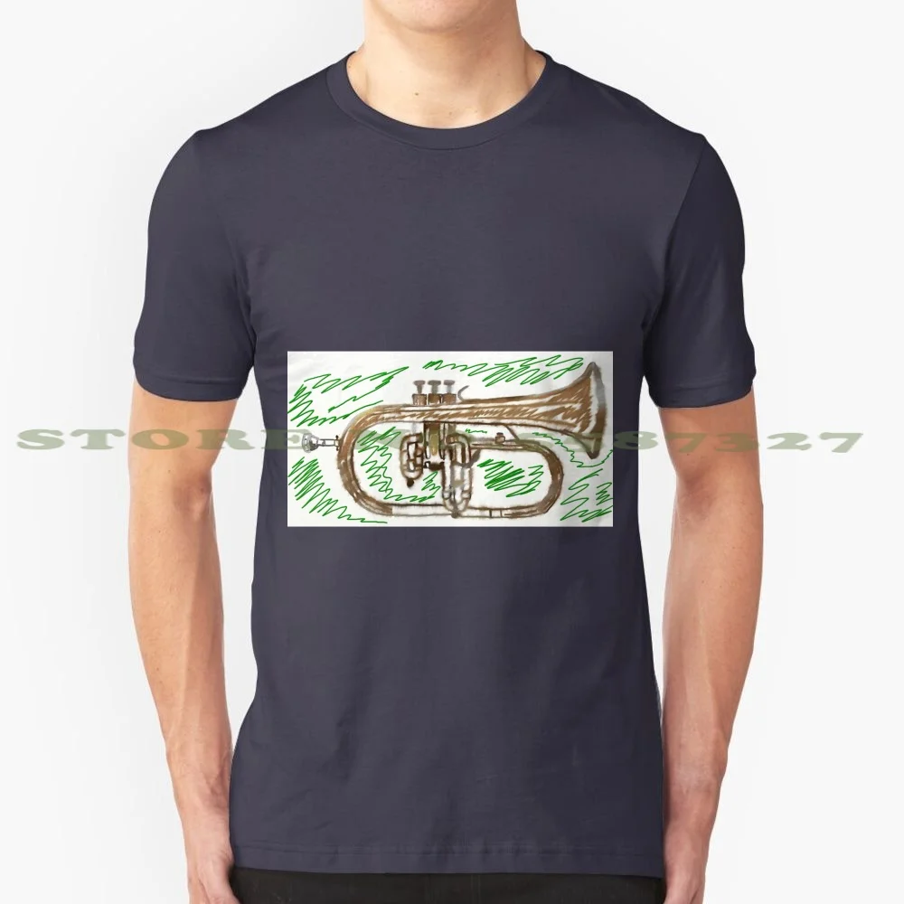 Летняя забавная футболка Flugelhorn In Grass для мужчин женщин музыкальный латунный